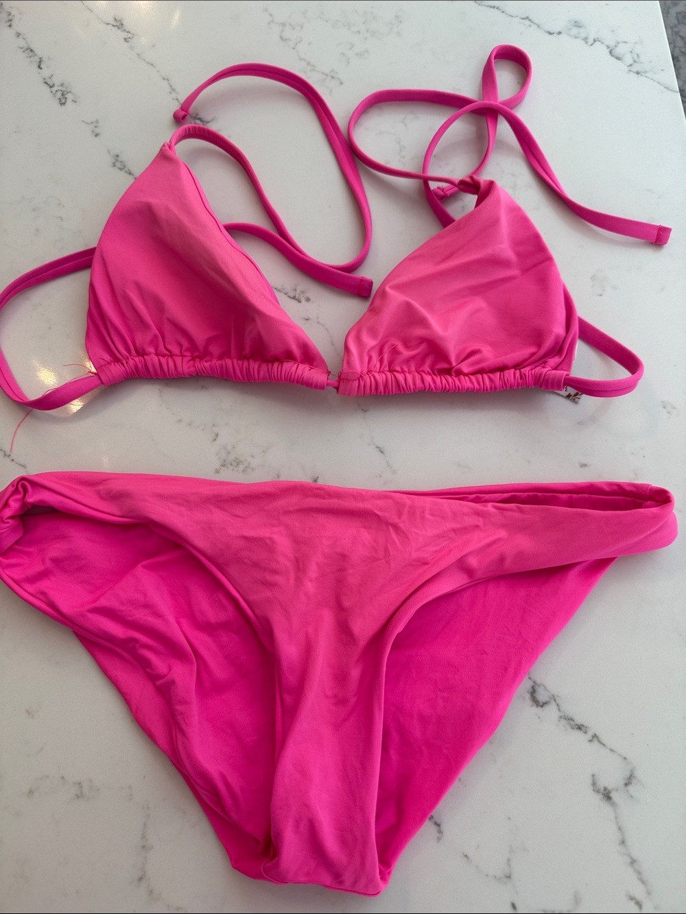 Becca Hot Pink Triangle Bikini Set